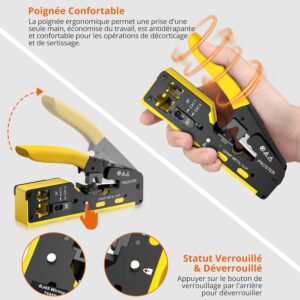 Kit Connectique RJ45 Cat 6 – 10 connecteurs + outil de sertissage – Installation réseau – Maroc