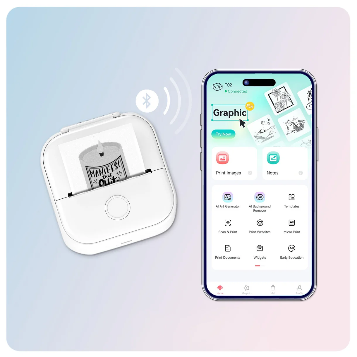 Impression Bluetooth depuis smartphone avec la Phomemo T02 – Application dédiée