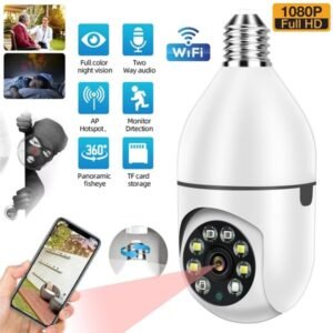 Ampoule caméra WiFi 360° V380 Pro E27 1080p pour maison bureau et magasin au Maroc