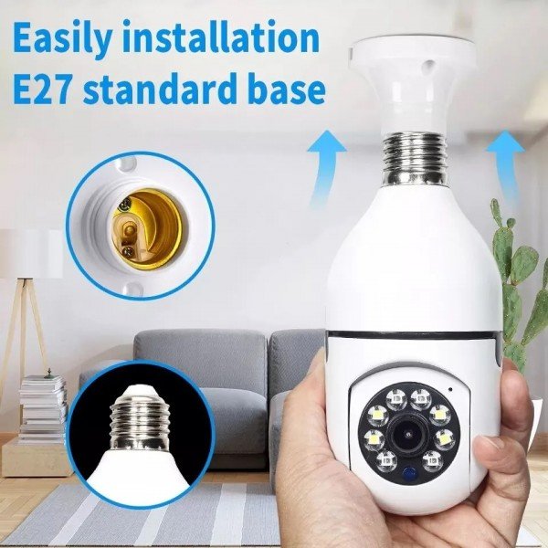 Ampoule caméra WiFi 360° V380 Pro E27 1080p pour maison bureau et magasin au Maroc