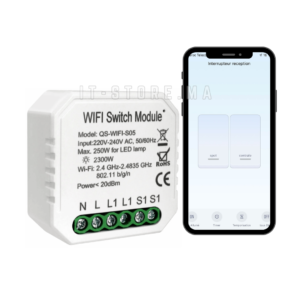 Interrupteur intelligent WiFi Tuya 2 boutons pour éclairage maison au Maroc