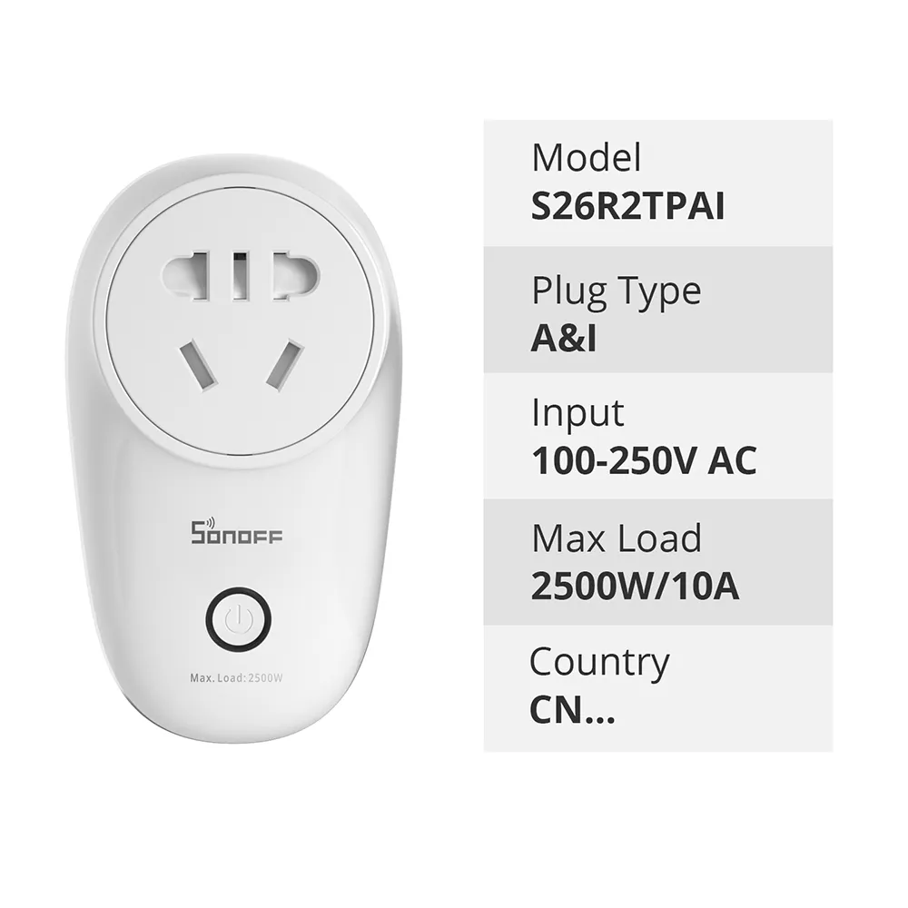 Prise connectée WiFi SONOFF S26R2 16A pour maison bureau et appareils électriques au Maroc